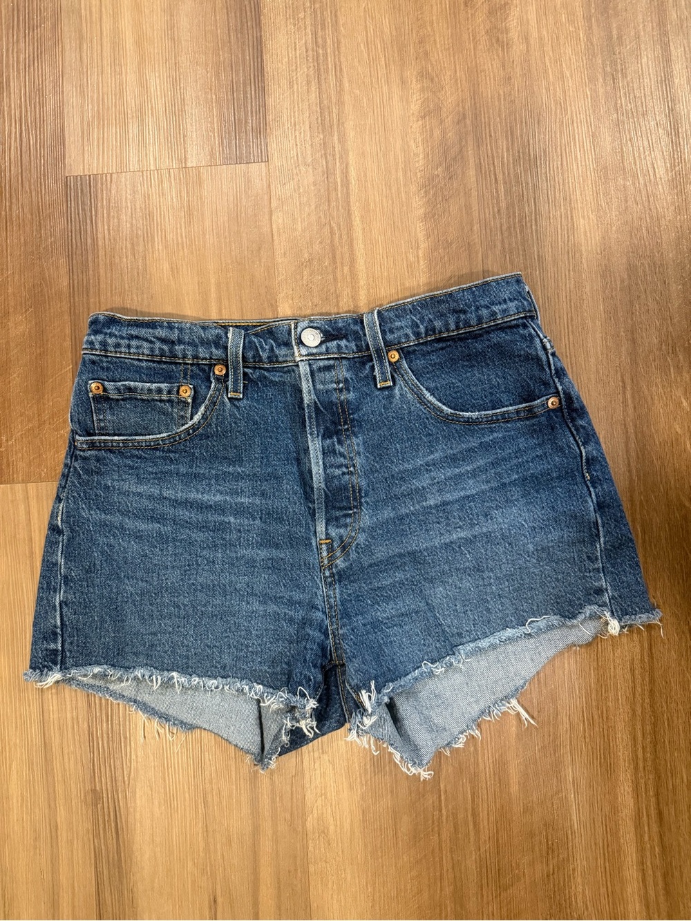 Levis High-Rise Dark Blue Denim Shorts